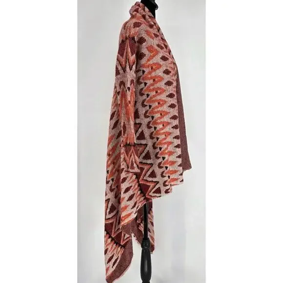 Anthropologie Sleeping On Snow Cardigan Small Maroon Wool Blend Southwest NWT - Picture 2 of 5